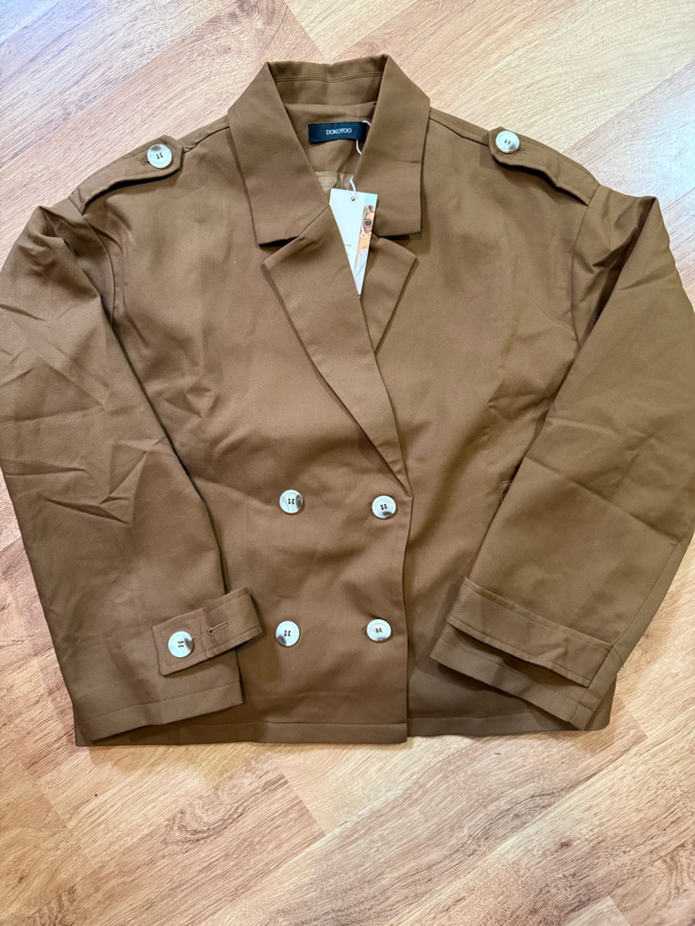 DOKOTOO Brown Double Breasted Blazer Jacket NWT Size M